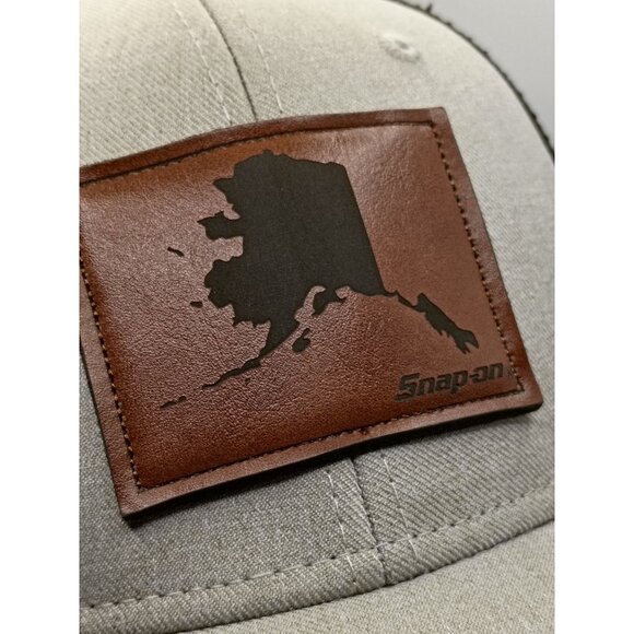 Snap-On Alaska Leather Patch Trucker Hat Adjustable Snapback Cap - Picture 2 of 8